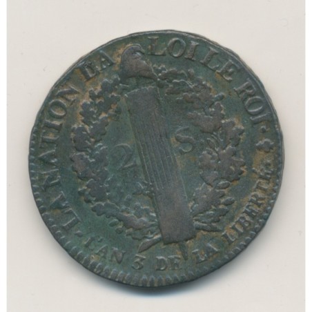 Louis XVI - 2 Sols François - 1791 A. Paris -  cuivre - TB/TTB