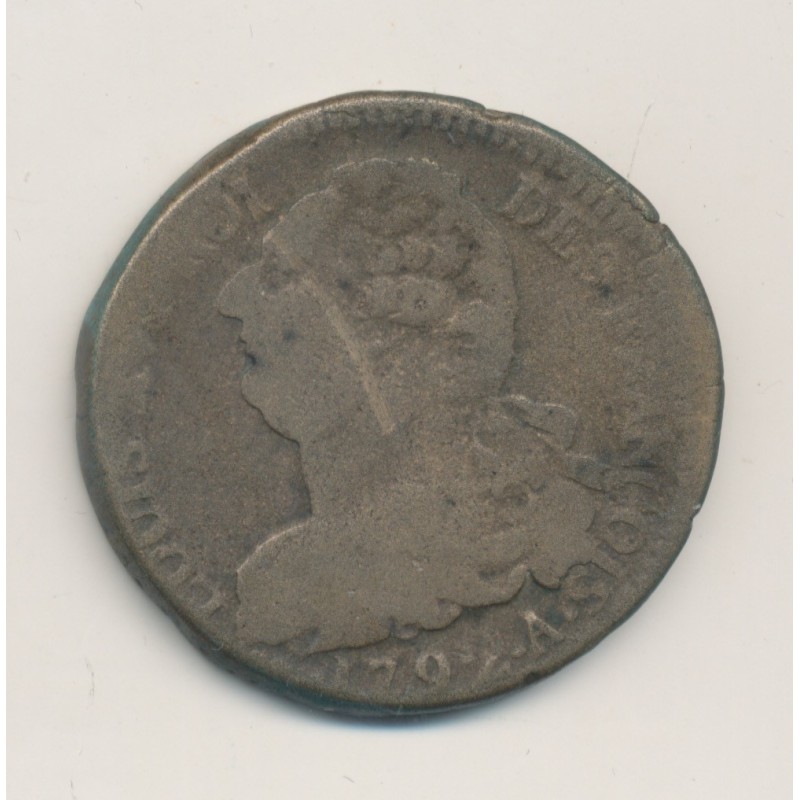 Louis XVI - 2 Sols François - 1792 A Paris -  cuivre - TB