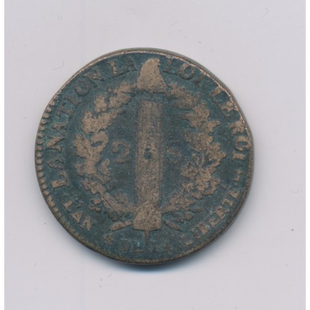 Louis XVI - 2 Sols - 1792 .A.A Metz - B/TB