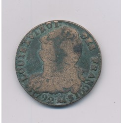 Louis XVI - 2 Sols - 1792 .A.A Metz - B/TB