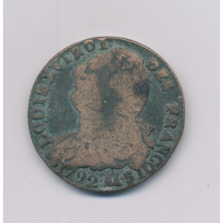 Louis XVI - 2 Sols - 1792 .A.A Metz - B/TB