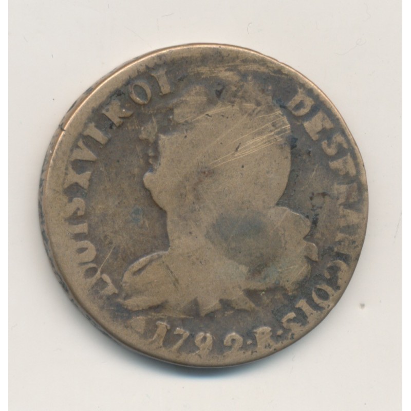 Louis XVI - 2 Sols - 1792 B Rouen - B/TB