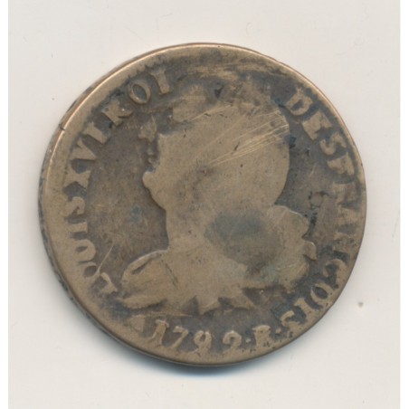 Louis XVI - 2 Sols - 1792 B Rouen - B/TB