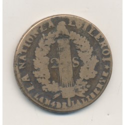 Louis XVI - 2 Sols - 1792 B Rouen - B/TB 2