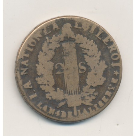 Louis XVI - 2 Sols - 1792 B Rouen - B/TB