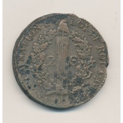 Louis XVI - 2 Sols François - 1792 H La rochelle - B/TB 2