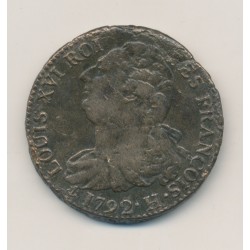 Louis XVI - 2 Sols François - 1792 H La rochelle - TTB