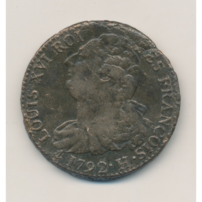 Louis XVI - 2 Sols François - 1792 H La rochelle - TTB