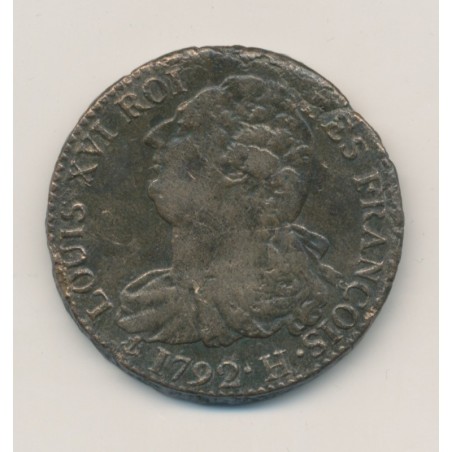 Louis XVI - 2 Sols François - 1792 H La rochelle - TTB