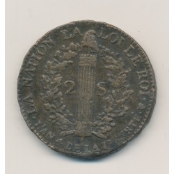 Louis XVI - 2 Sols François - 1792 H La rochelle - TTB 2