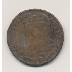 Louis XVI - 2 Sols François - 1792 Q Perpignan - B/TB