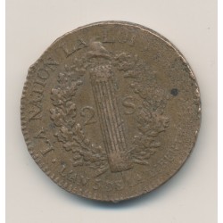 Louis XVI - 2 Sols Français - 1793 BB Strasbourg - TB+ 2