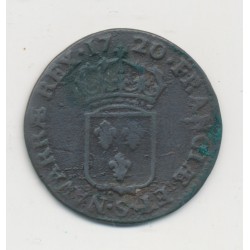 Louis XV - 1/2 Sol au buste enfantin - 1720 S Reims - cuivre - B/TB 2