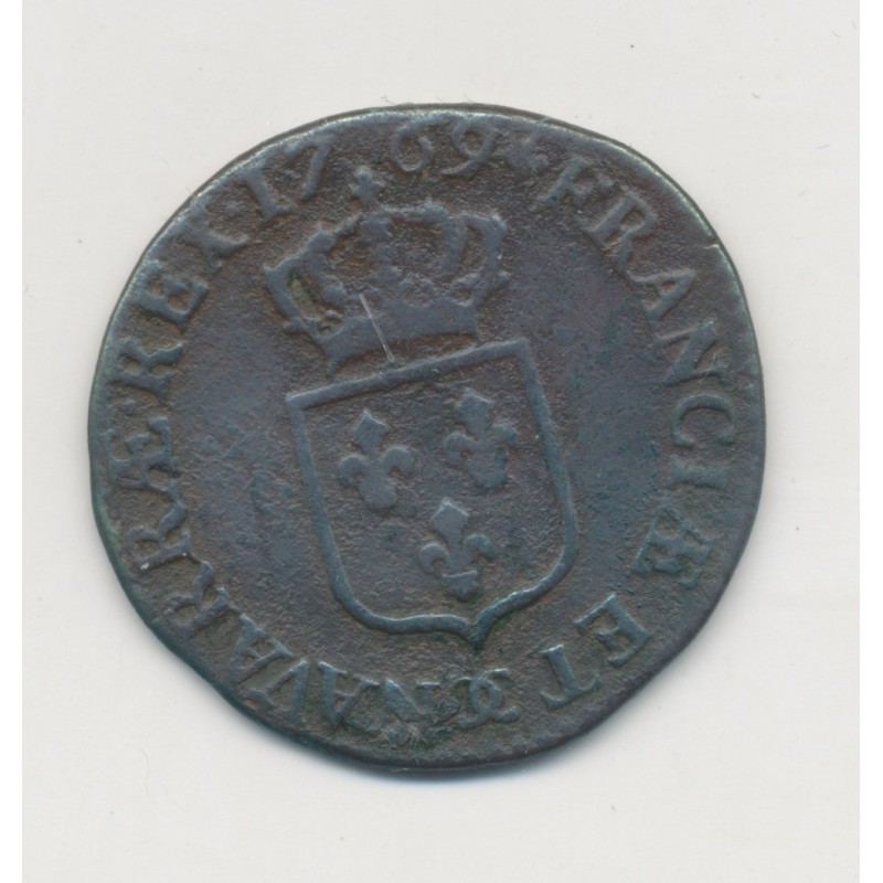 Louis XV - 1/2 Sol à la vieille tête - 1769 Aix - cuivre - TB