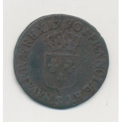 Louis XV - 1/2 Sol à la vieille tête - 1770 S Reims - cuivre - B/TB 2