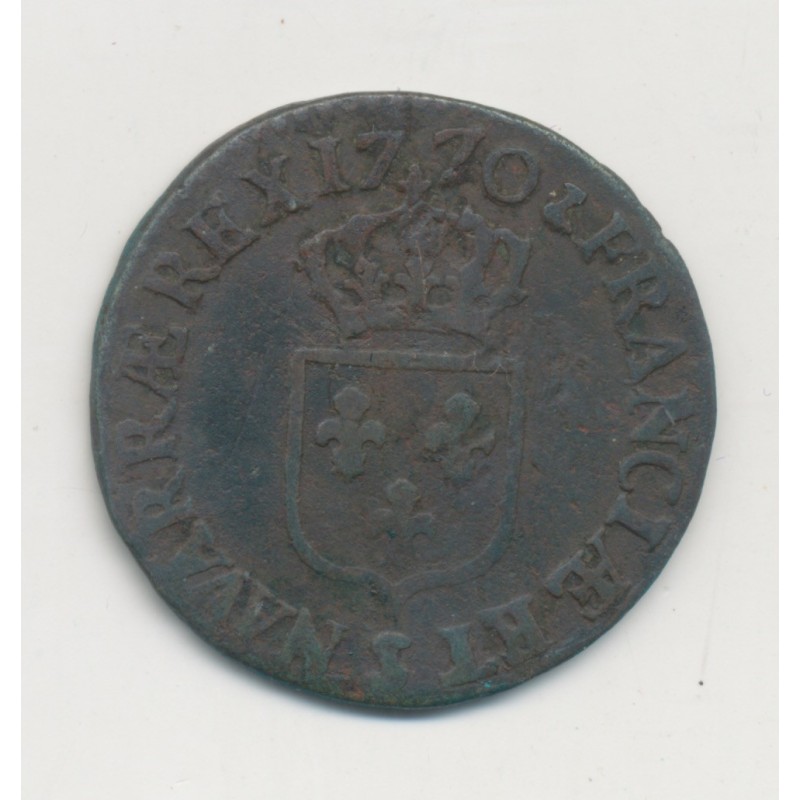 Louis XV - 1/2 Sol à la vieille tête - 1770 S Reims - cuivre - B/TB