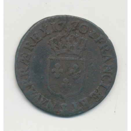 Louis XV - 1/2 Sol à la vieille tête - 1770 S Reims - cuivre - B/TB