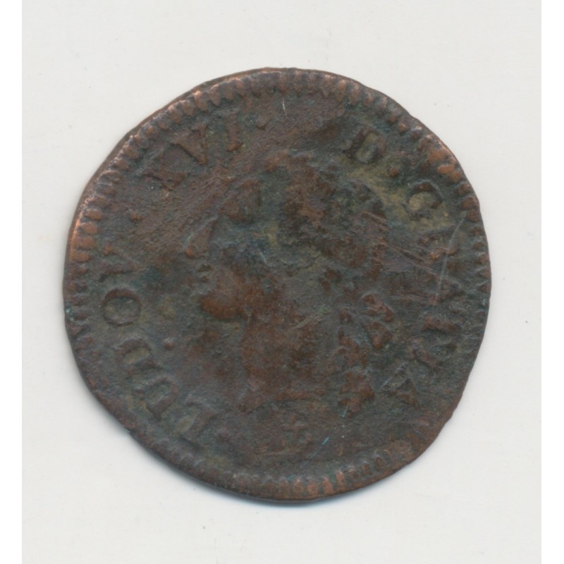 Louis XVI - 1/2 Sol - 1781 H la rochelle - cuivre - TB