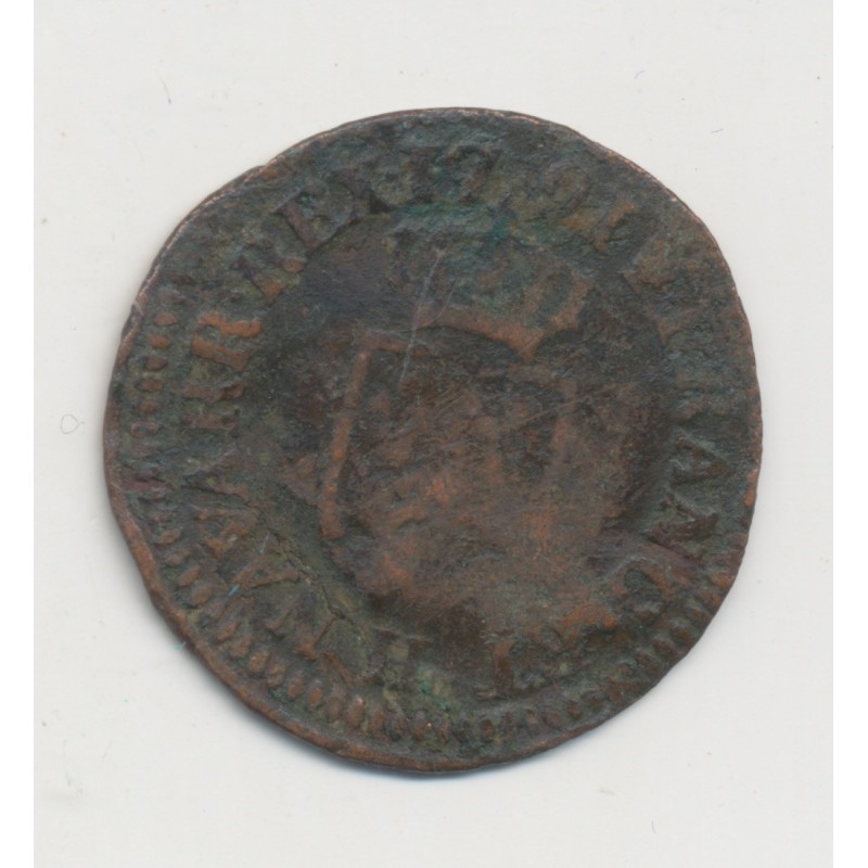 Louis XVI - 1/2 Sol - 1781 H la rochelle - cuivre - TB