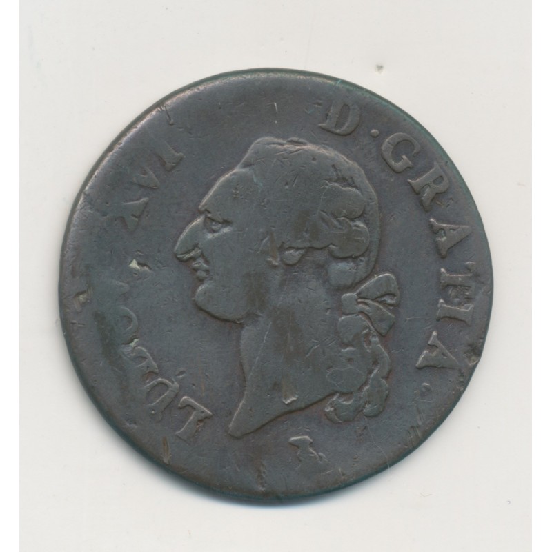 Louis XVI - Sol - 1785 T Nantes - cuivre - TB