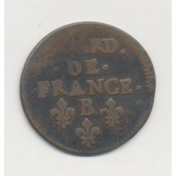 Louis XIV - Liard de France - 1655 B étoile - pont de l'arche - cuivre - B/TB 2