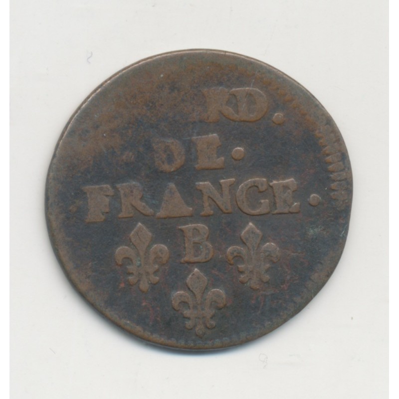 Louis XIV - Liard de France - 1655 B étoile - pont de l'arche - cuivre - B/TB
