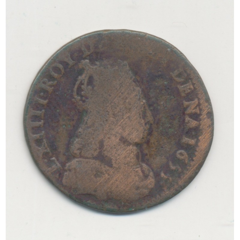 Louis XIV - Liard de France - 1655 R Nimes - cuivre - B/TB