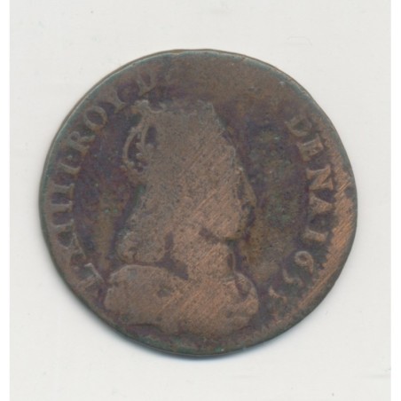 Louis XIV - Liard de France - 1655 R Nimes - cuivre - B/TB