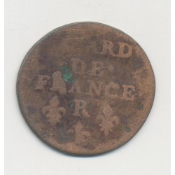 Louis XIV - Liard de France - 1655 R Nimes - cuivre - B/TB 2