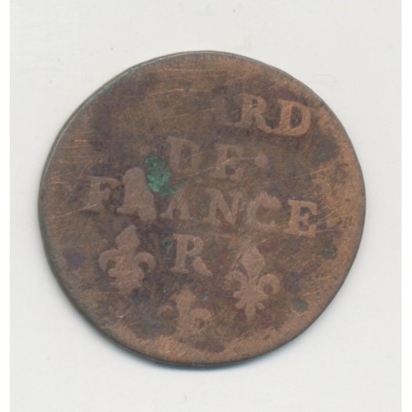 Louis XIV - Liard de France - 1655 R Nimes - cuivre - B/TB
