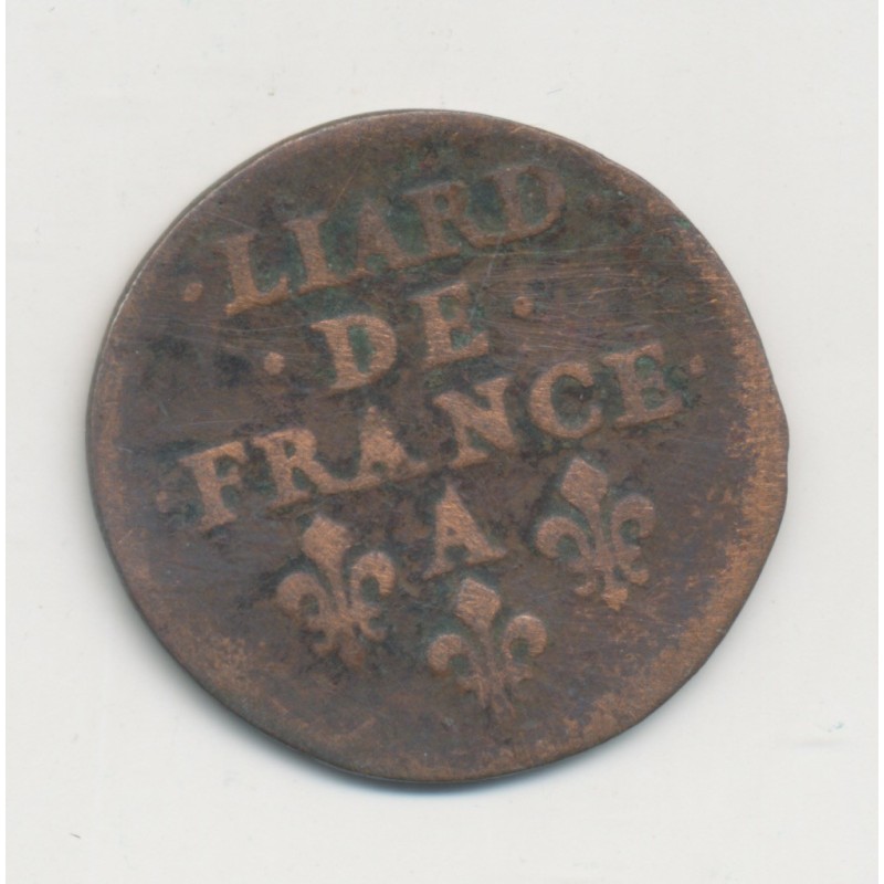 Louis XIV - Liard de France - 1655 A Corbeil - cuivre - B/TB