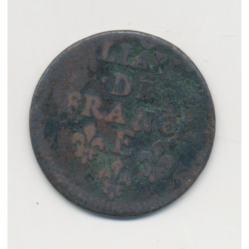 Louis XIV - Liard de France - 1655 E Meung sur loire - cuivre - B/TB