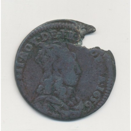 Louis XIV - Liard de France - 1656 I Limoges - cuivre - TB