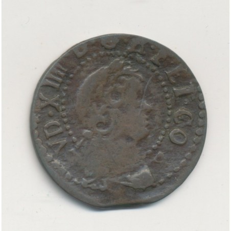 Louis XIV - Sizain petit tête - 1645 Barcelone - Franco-Catalan - TB
