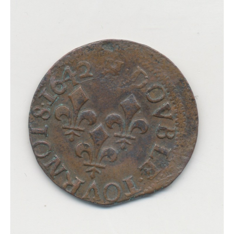 Louis XIII - Double tournois - 1642 H La rochelle - TB+