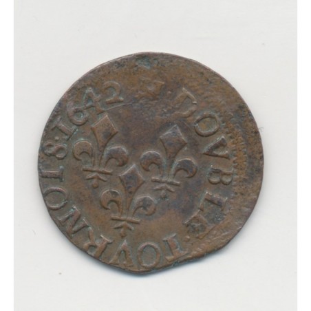 Louis XIII - Double tournois - 1642 H La rochelle - TB+