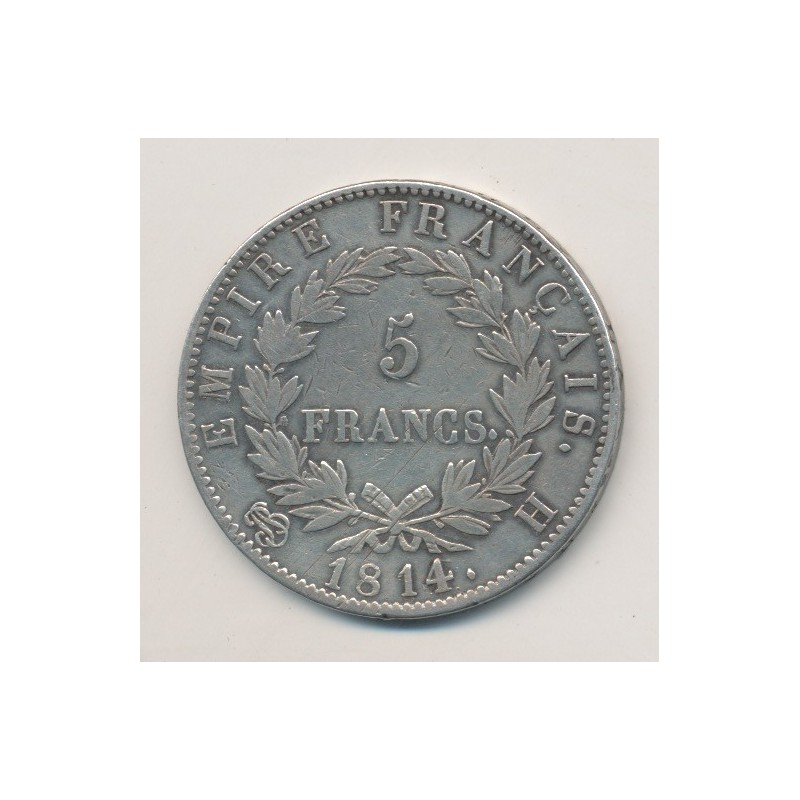 5 Francs Napoléon empereur - 1814 H La Rochelle
