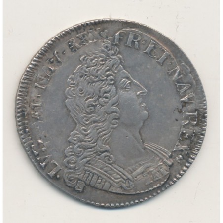 Louis XIV - Écu aux insignes - 1702 E Tours - réformé - TTB+/SUP
