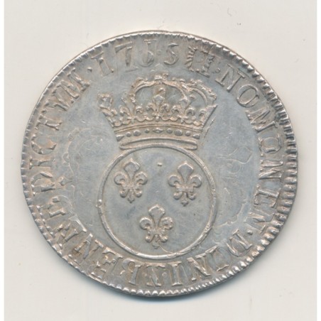 Louis XV - Écu vertugadin - 1716 T Nantes - argent - réformé - TTB+