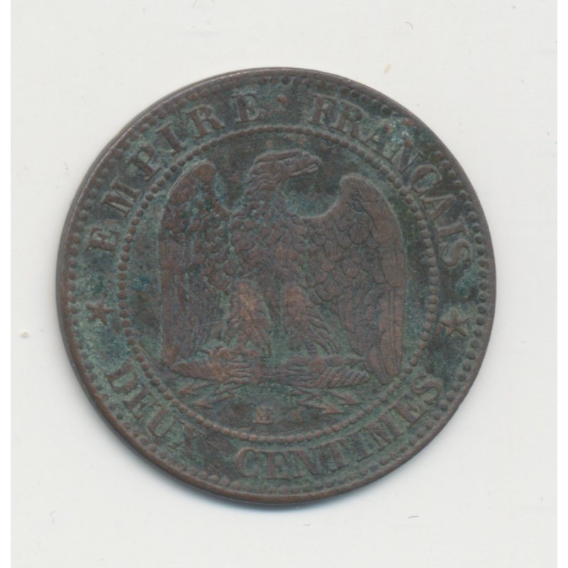 2 centimes Napoléon III - 1853 BB Strasbourg - Tête nue - TB