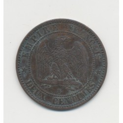 2 centimes Napoléon III - 1853 BB Strasbourg - Tête nue - TB+ 2