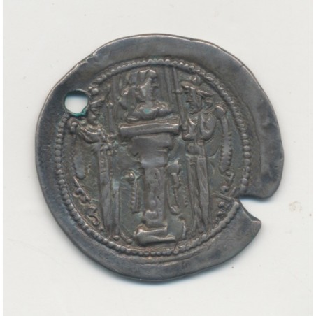 Royaume Sassanide - Drachme - Hormizd II - argent troué - TB+