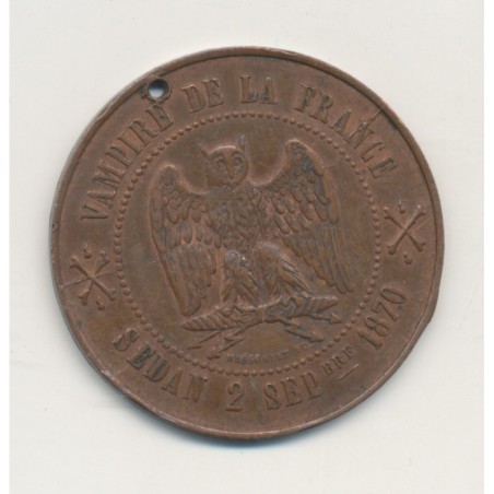 Monnaie satirique - Vampire de la france - Napoléon III le misérable - cuivre 33,5mm - troué