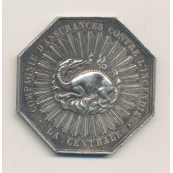 Jeton - Compagnie assurance contre l'incendie - la centrale 1863 - argent 20g - SUP