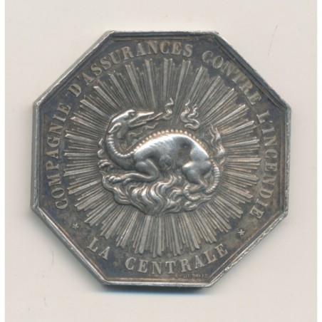 Jeton - Compagnie assurance contre l'incendie - la centrale 1863 - argent 20g - SUP