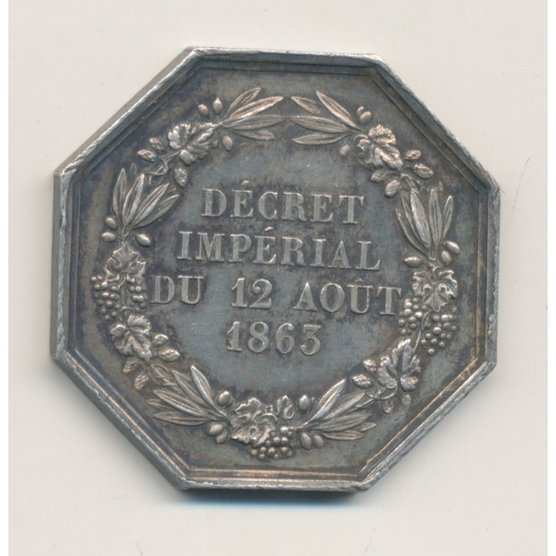 Jeton - Compagnie assurance contre l'incendie - la centrale 1863 - argent 20g - SUP