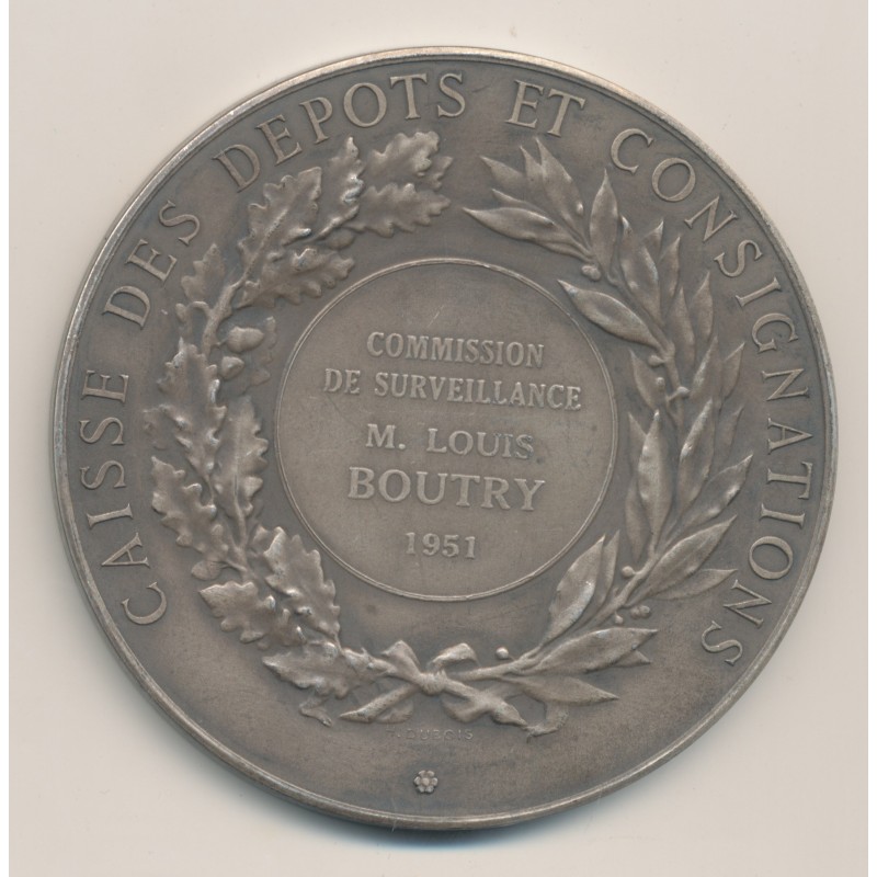 Médaille - Caisse des dépots et consignation - 1951 - argent 154g - 68mm 