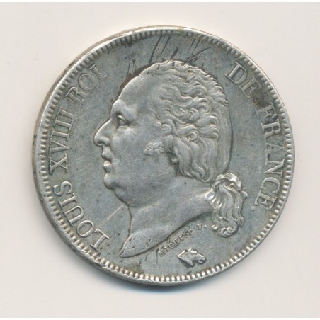 5 Francs Louis XVIII - Buste nu - 1824 H La Rochelle