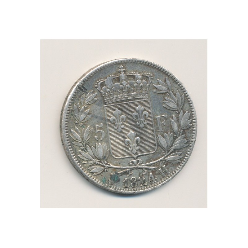 5 Francs Louis XVIII - Buste nu - 1824 H La Rochelle
