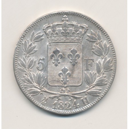 5 Francs Louis XVIII - Buste nu - 1824 H La Rochelle